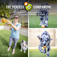 Balle Hyper Pet tennis verte qui flotte pour jeux aquatiques.