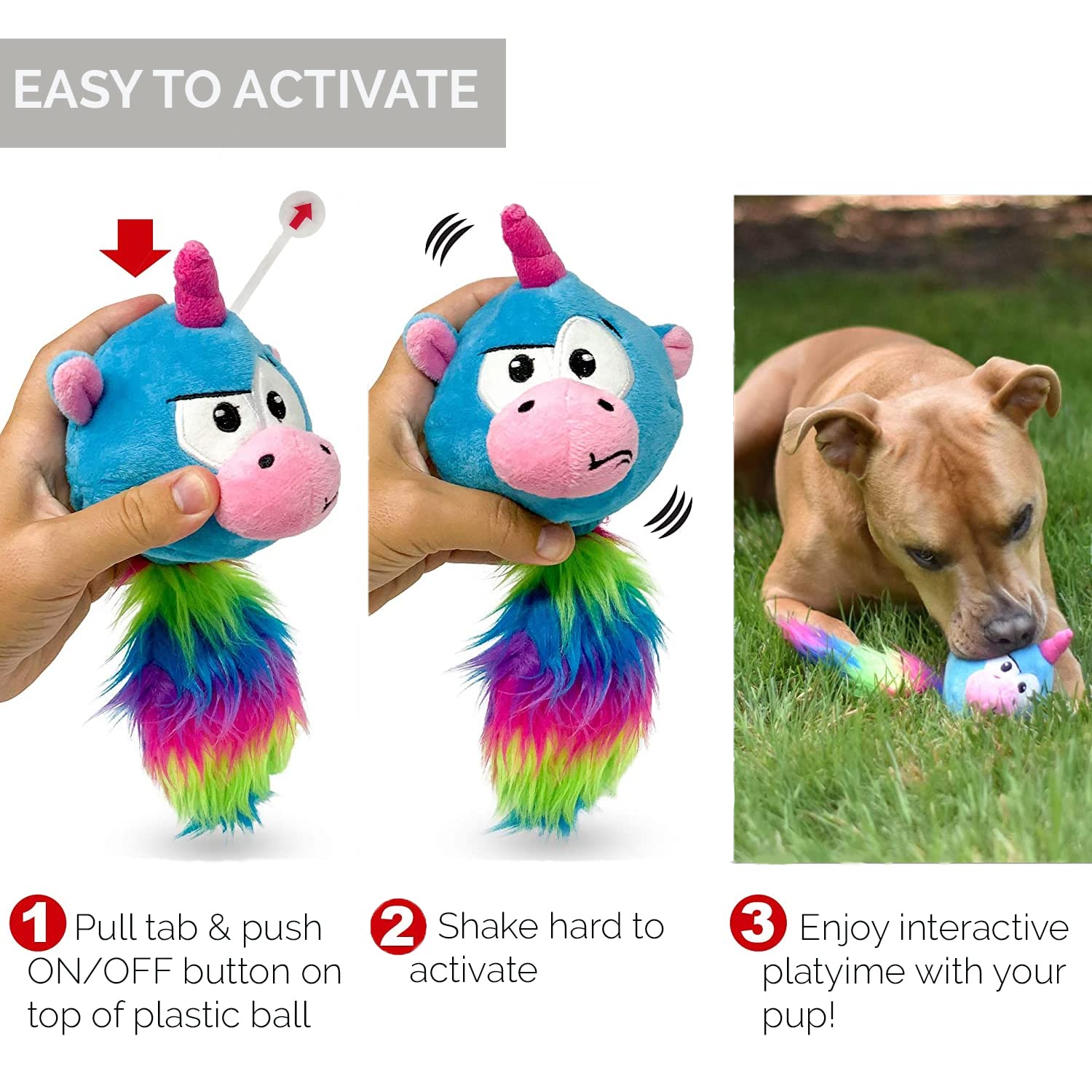Hyper Pet Doggie Pal Unicorn, jouet sur sol en plein mouvement durant le jeu.