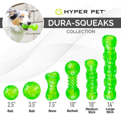 Couineur intégré Hyper Pet Dura-Squeaks Baton vert stimule l’intérêt du chien