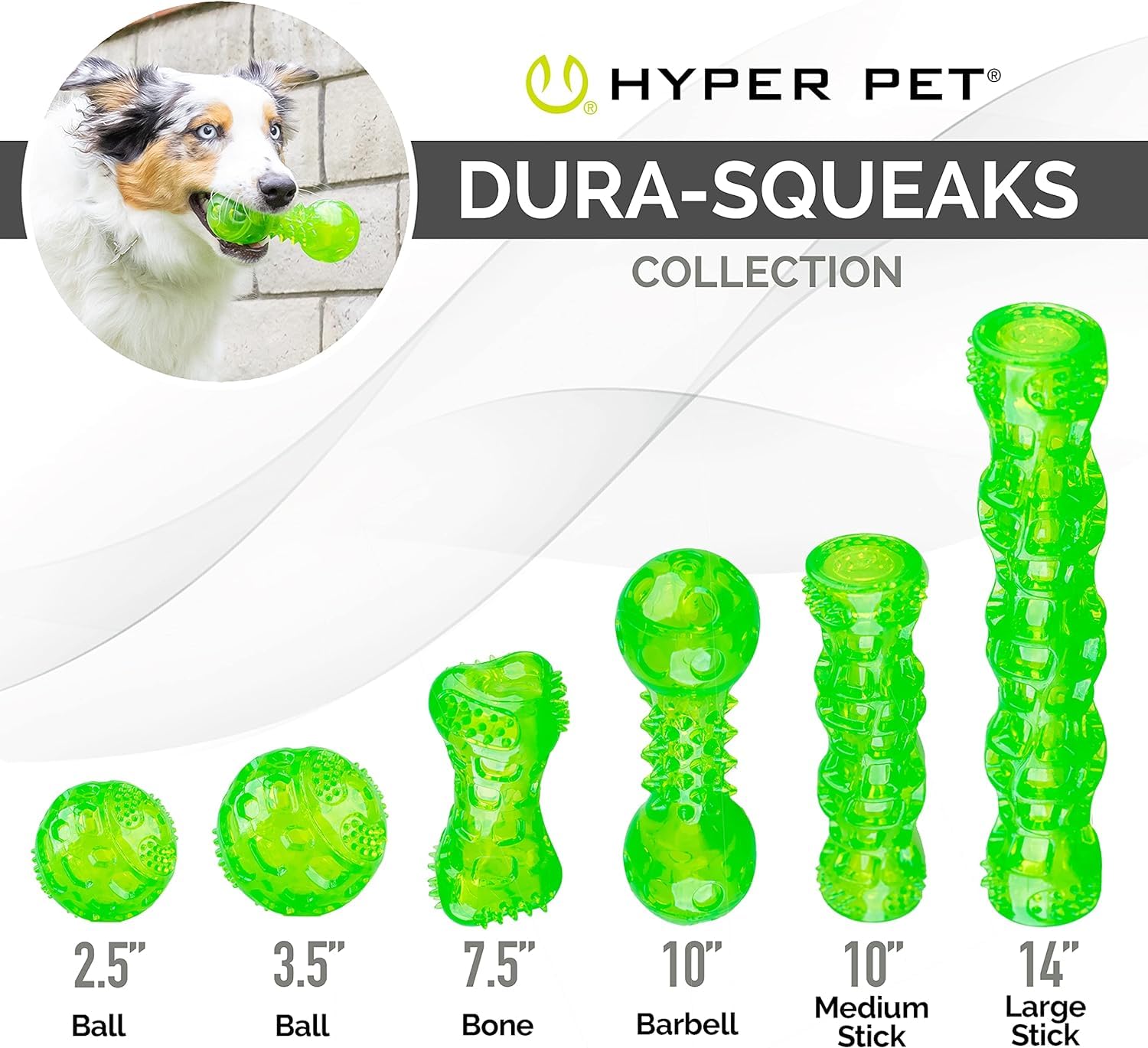 Balle Hyper Pet DuraSqueak idéale pour jeux en piscine.
