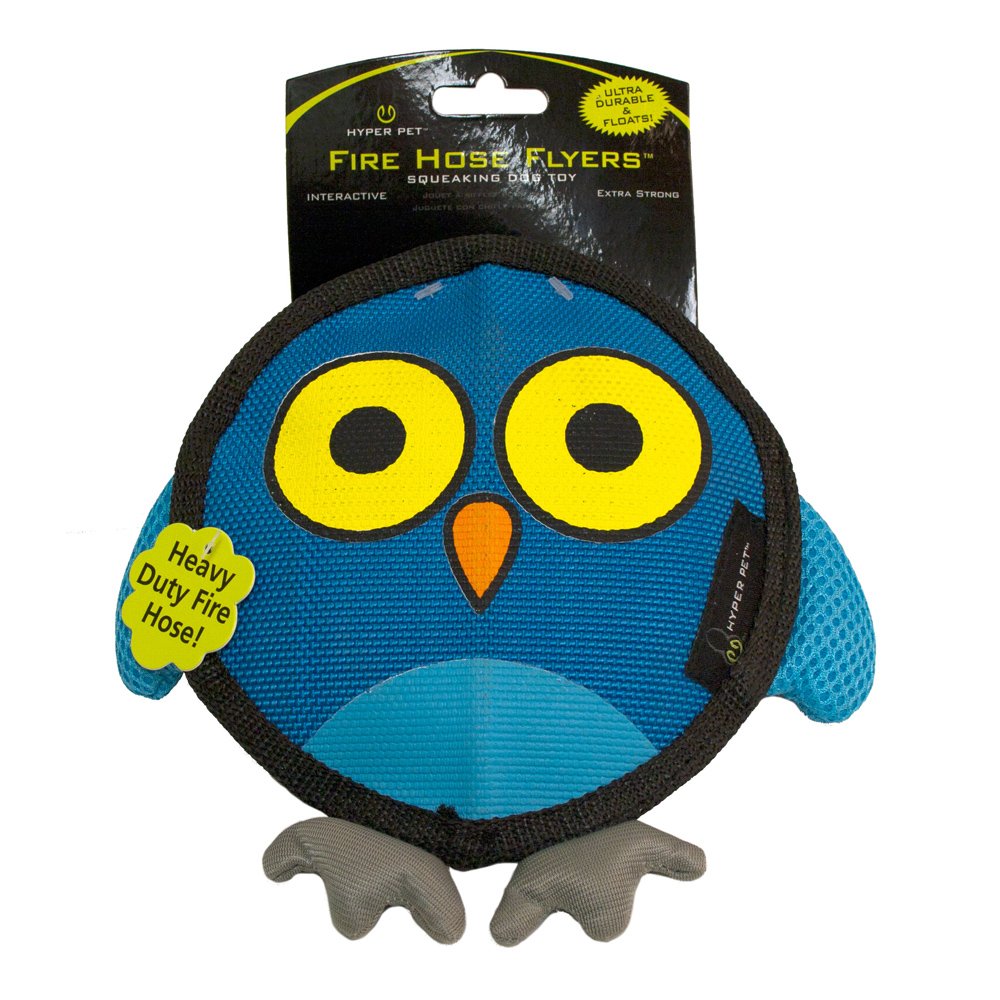 Hyper Pet Firehose Flyers Hibou gris en action, parfait pour jeux de lancer et rapport