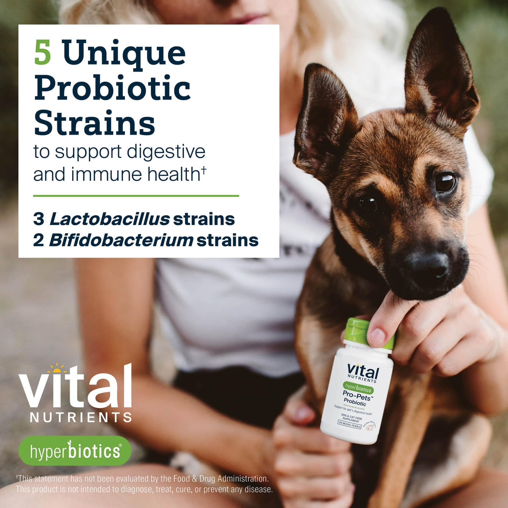 Hyperbiotics Vital Nutrients Pro Pets – sans gluten, sans produits laitiers, sans allergènes