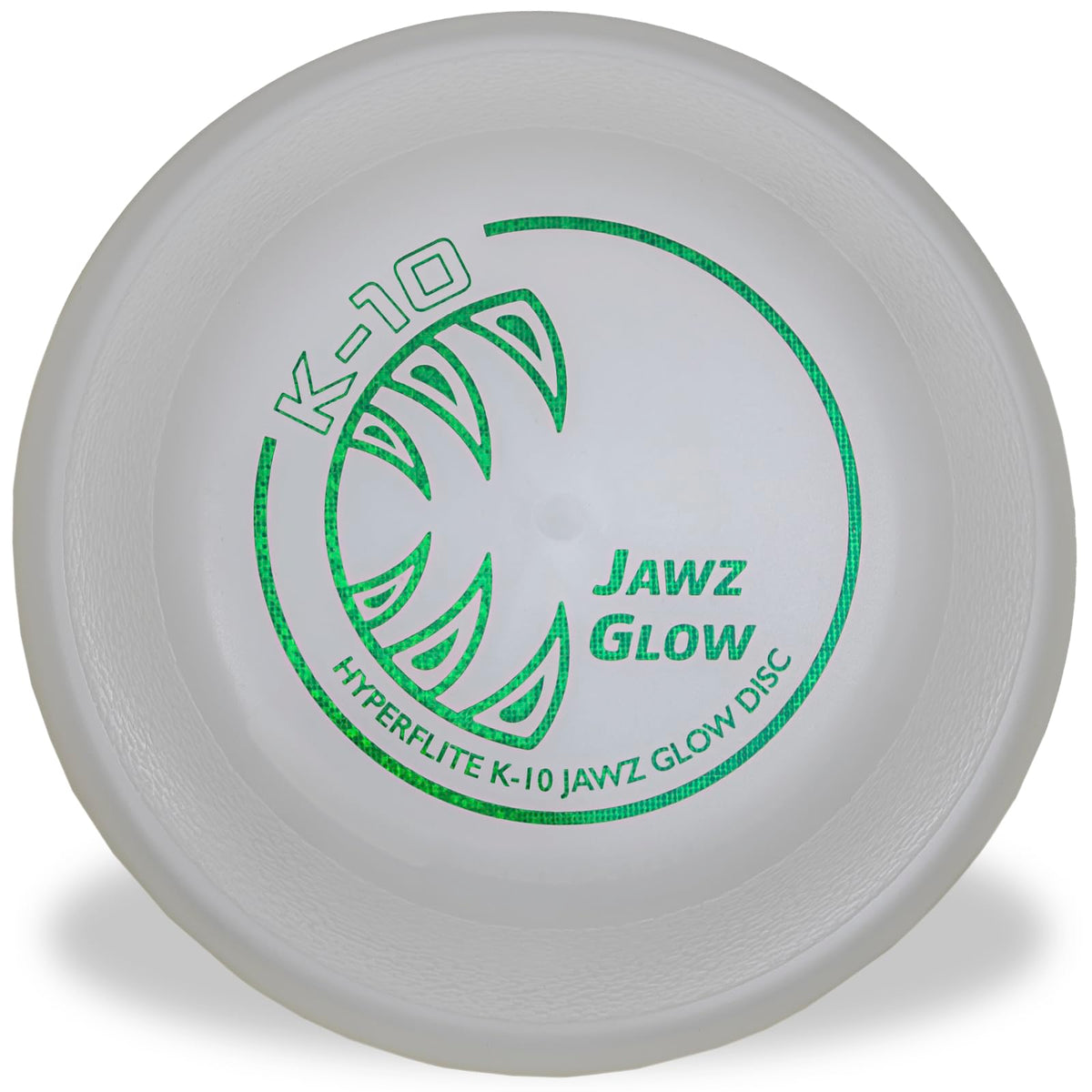 Disque Hyperflite K-10 Jawz Glow lumineux pour jeux nocturnes et sécurité.
