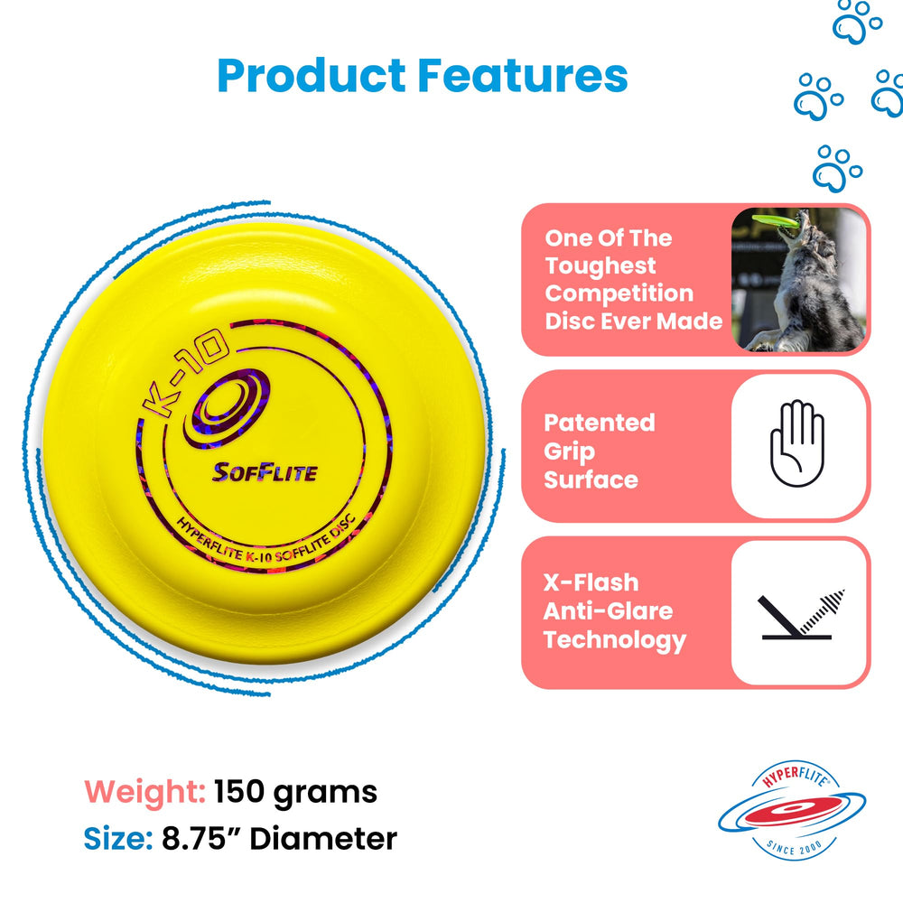 Disque Hyperflite K-10 SofFlite flottant bien dans l’eau, idéal pour les jeux aquatiques.