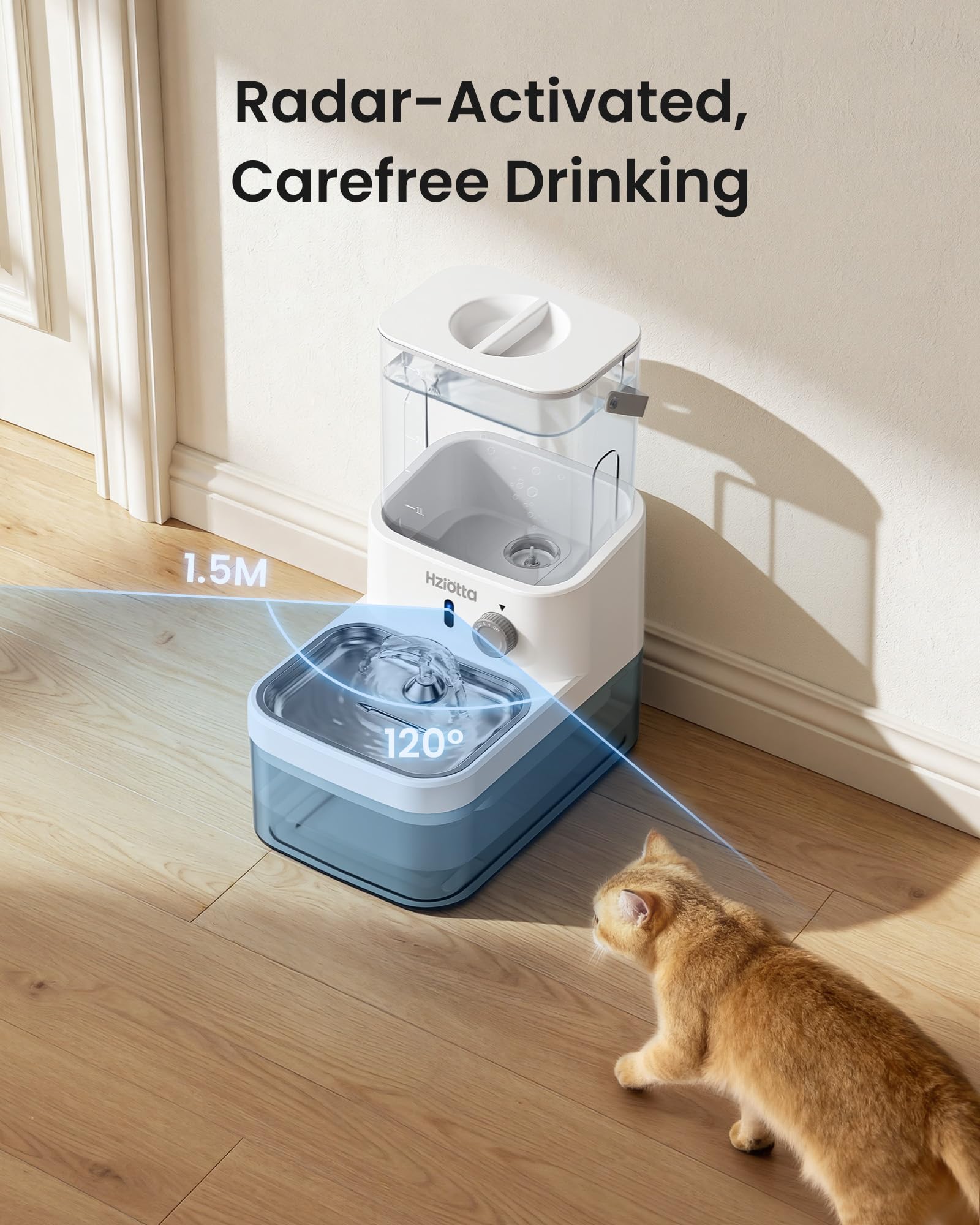 Hziotta fontaine-chat batterie 4000 mAh pour fonctionnement sans fil.