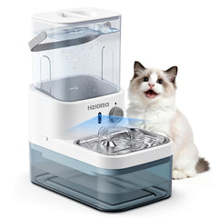 Hziotta fontaine-chat sans filtre, vue d’ensemble montrant les cuves propres et usées.