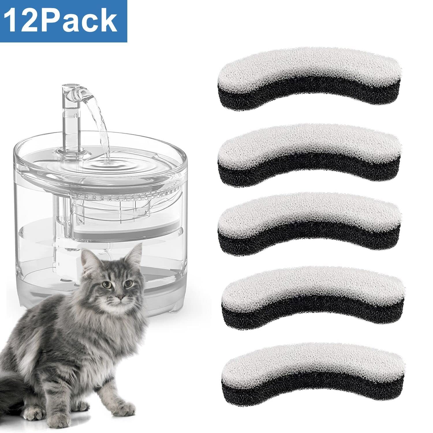 HZPOWEN filtre fontaine chat WF050 adapté à plusieurs chats pour eau propre