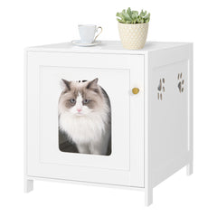 Hzuaneri boîte litière chat enclos bois blanc, intimité et propreté améliorées.