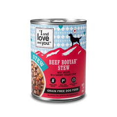 I AND LOVE AND YOU – Boîte ouverte de ragoût au bœuf, repas appétissant pour chiens.