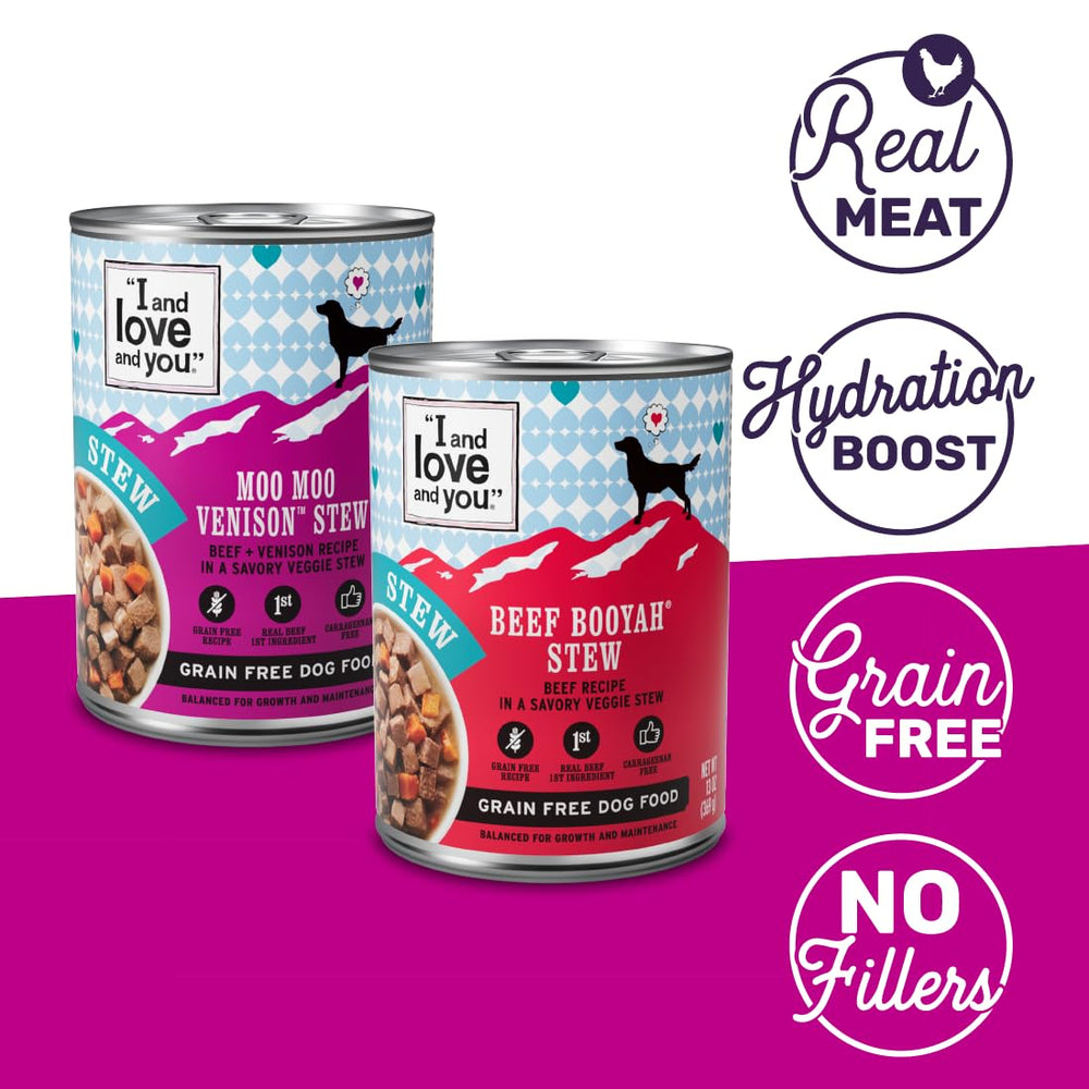 I AND LOVE AND YOU boeuf et venaison – nourriture humide pour chien, hydratation pratique.