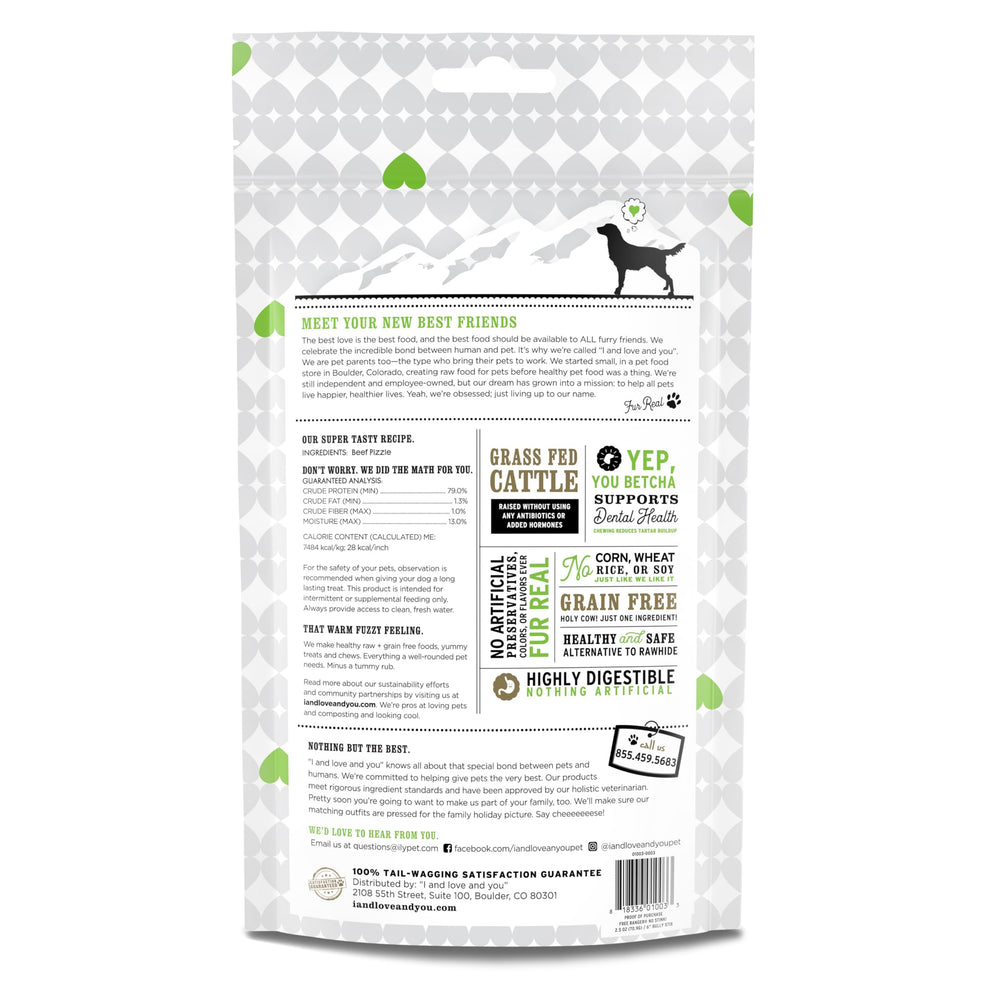 Bully Stix I and love and you, pizzle de boeuf 100%, stimulation de mastication.