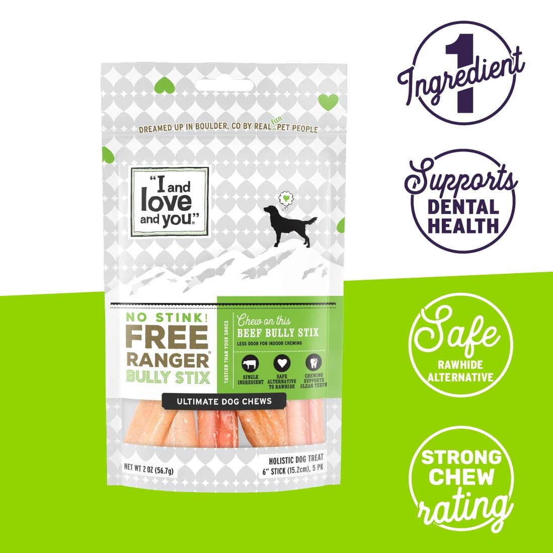 Bully Stix naturel sans céréales de I and love and you, goût simple et durable.