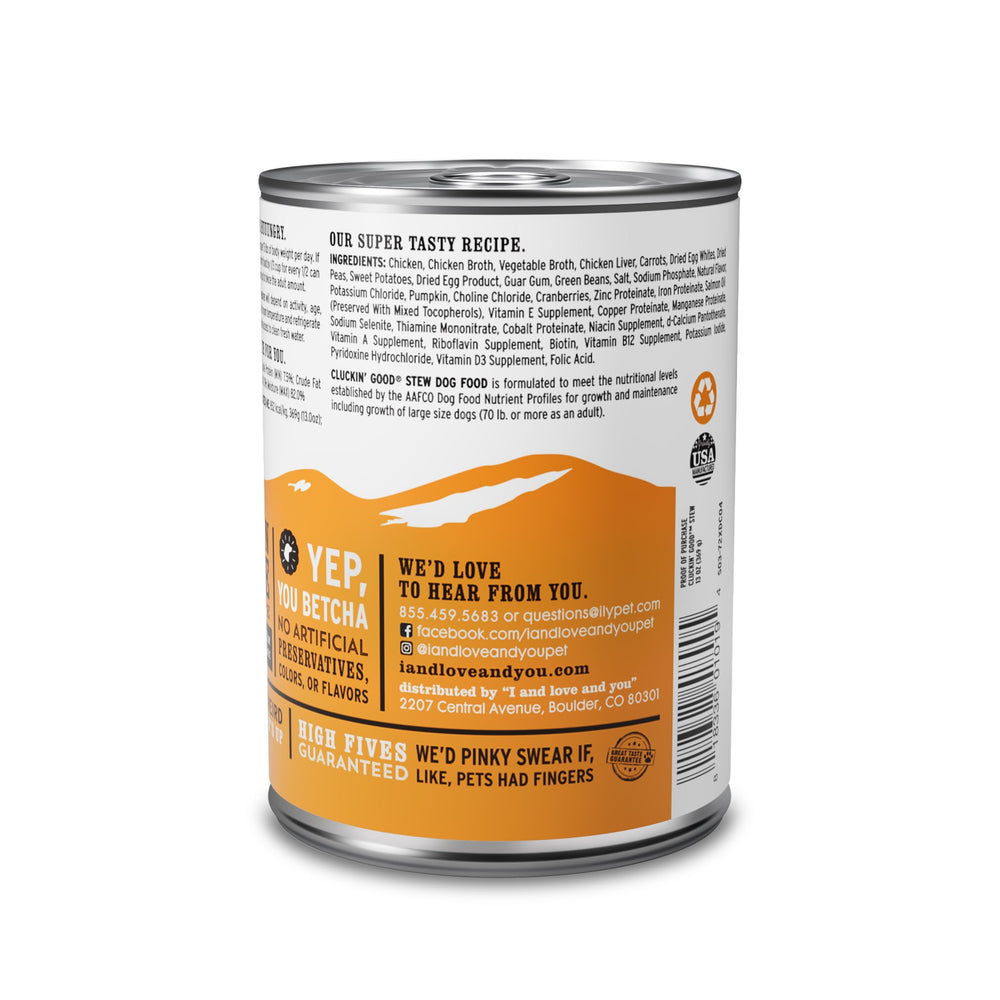 Cluckin Good Stew textures en morceaux savoureuses pour chien gourmand.