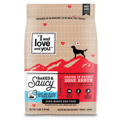 I AND LOVE AND YOU croquettes en forme de cœur au bœuf et patate douce pour chiens.