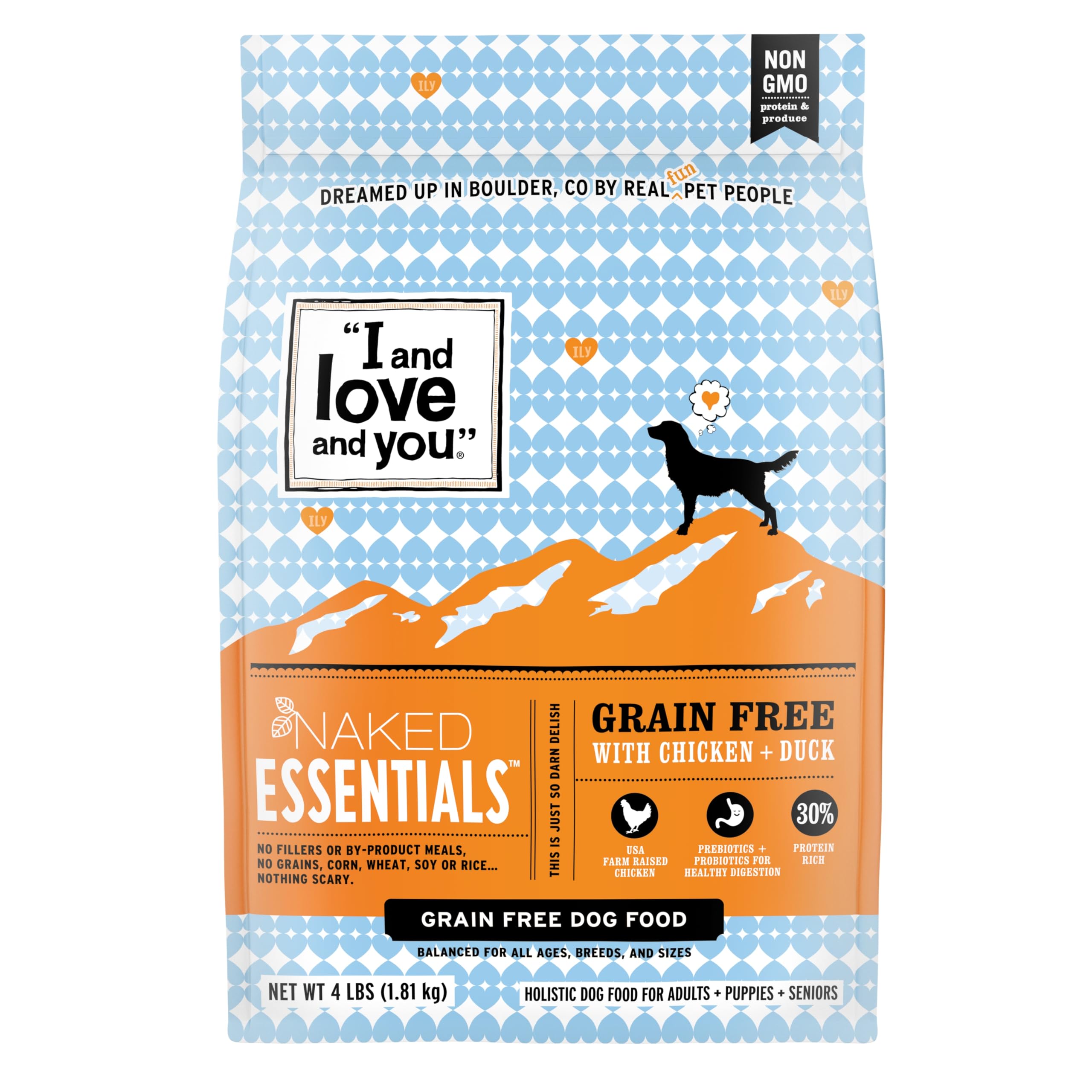 I and Love and You Naked Essentials croquettes poulet et canard, protéines USA pour l'énergie.