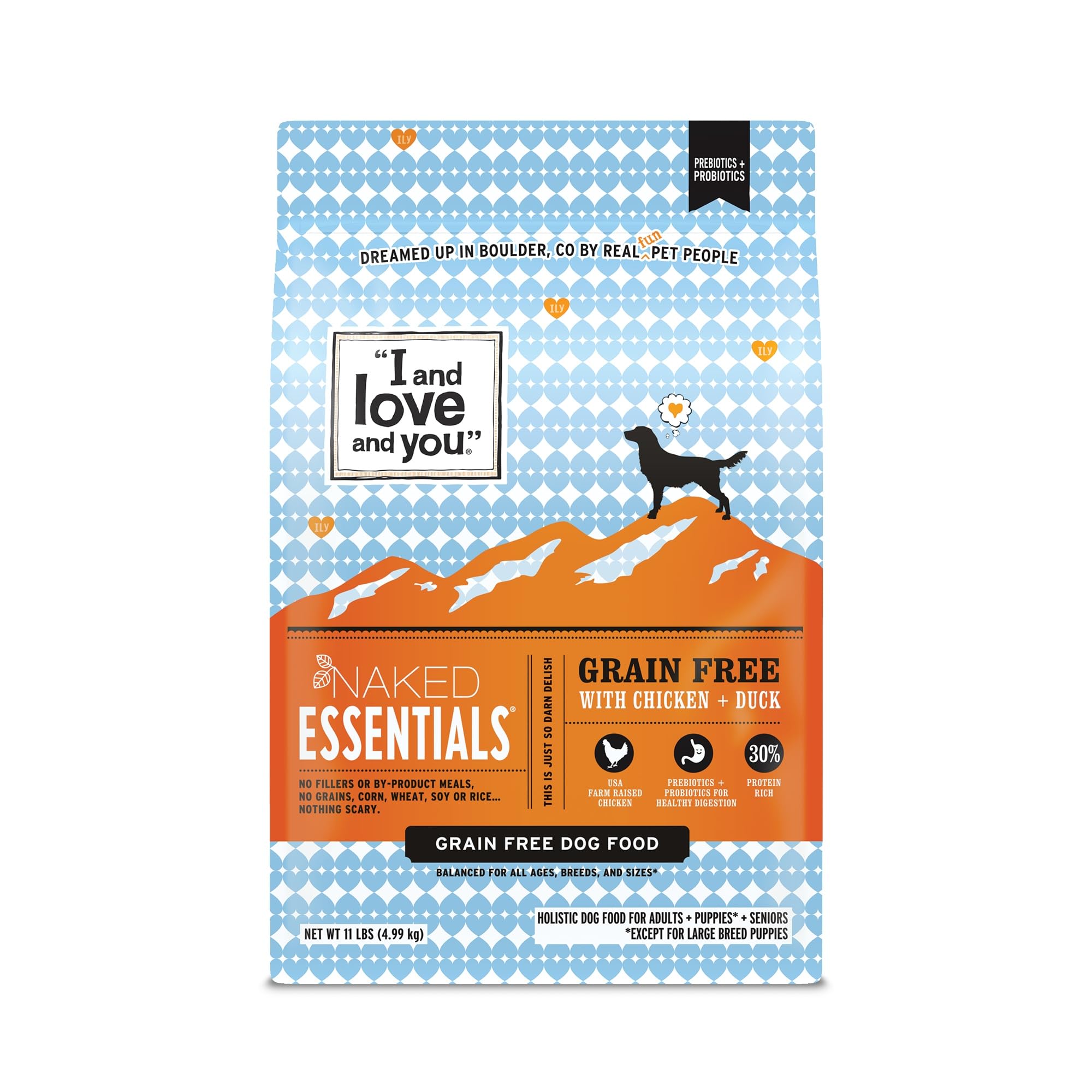 I and love and you Naked Essentials sac chien poulet et canard, croquettes riches en protéines.
