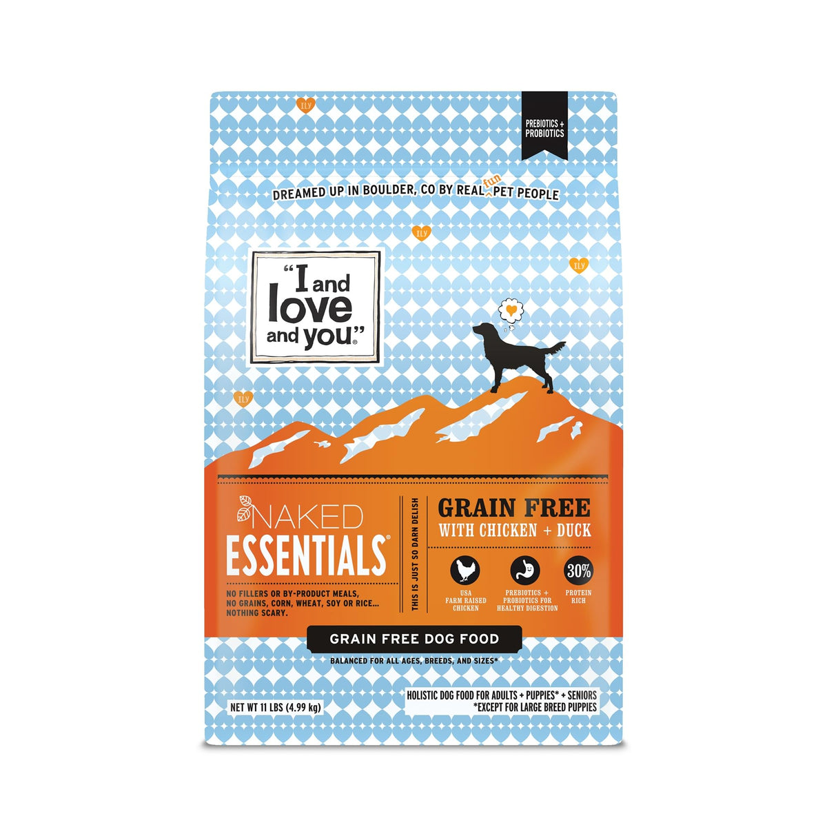 I and love and you Naked Essentials sac chien poulet et canard, croquettes riches en protéines.