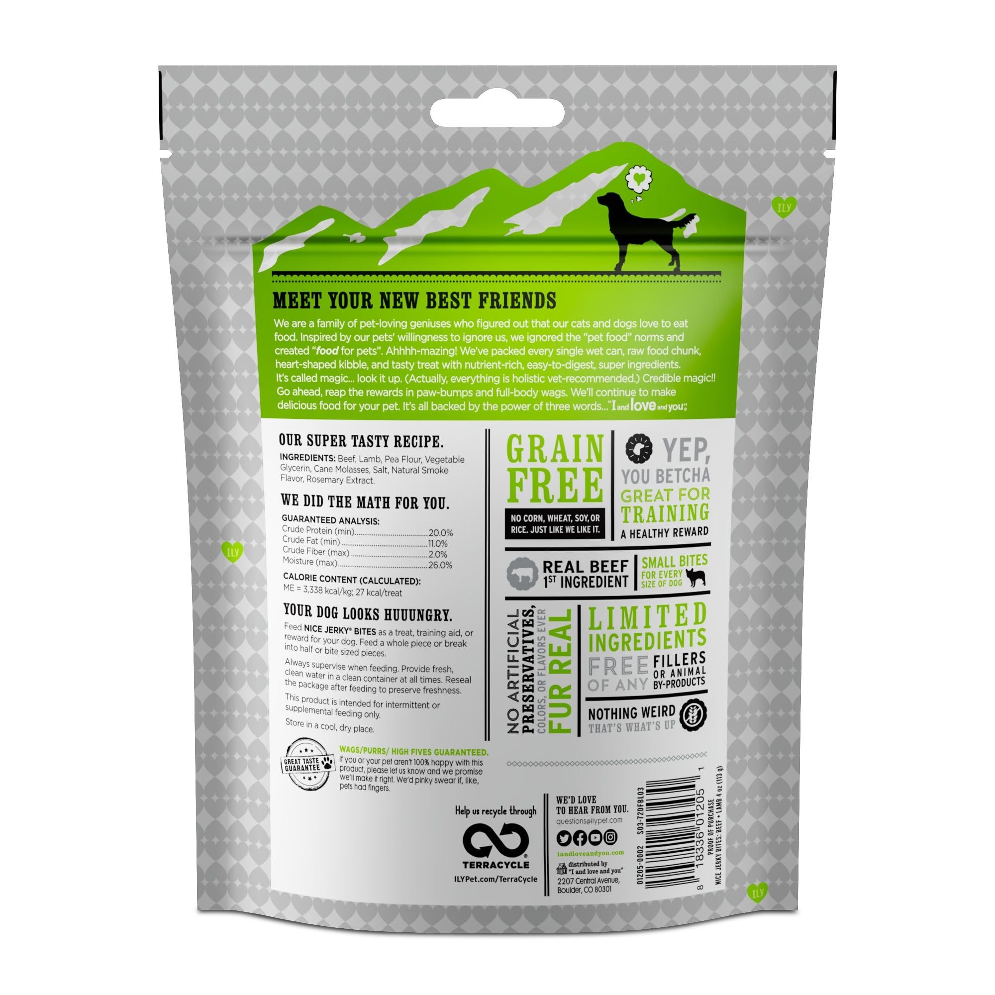 I and love and you Nice Jerky Bites à l’agneau, protéine naturelle pour énergie et flair