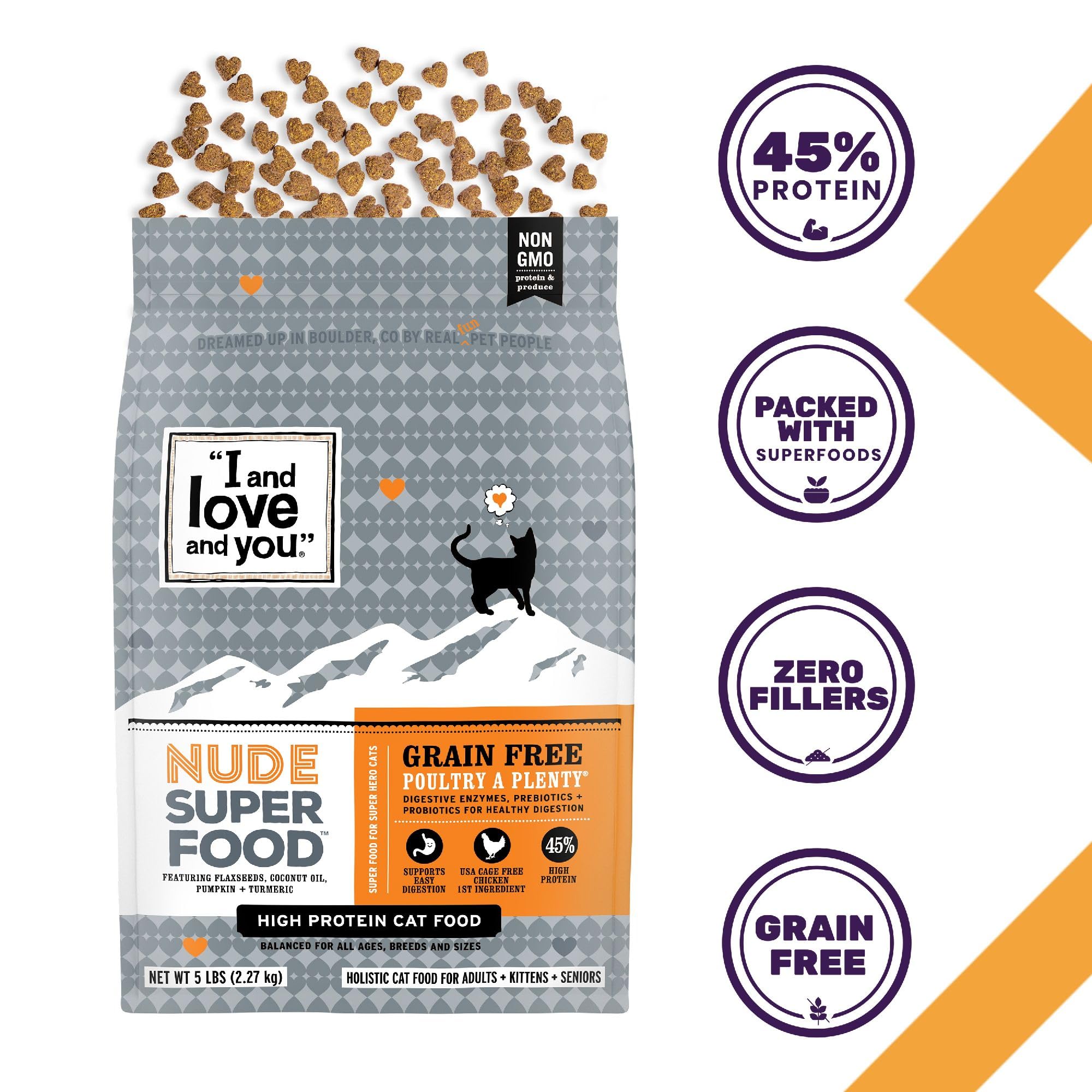 I and Love and You Nude Super Food chat — poulet et dinde USA pour une nutrition naturelle.