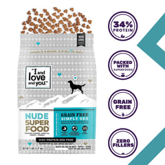 I and Love and You Nude Super Food sans céréales, adapté aux chiens sensibles.