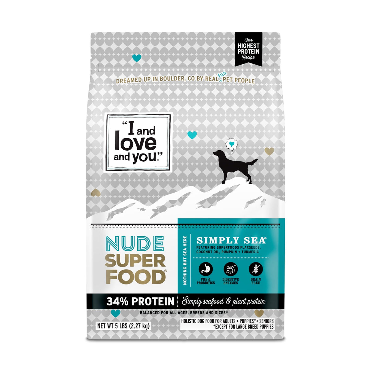 I and Love and You Nude Super Food croquettes saumon et poisson blanc, riches en protéines.