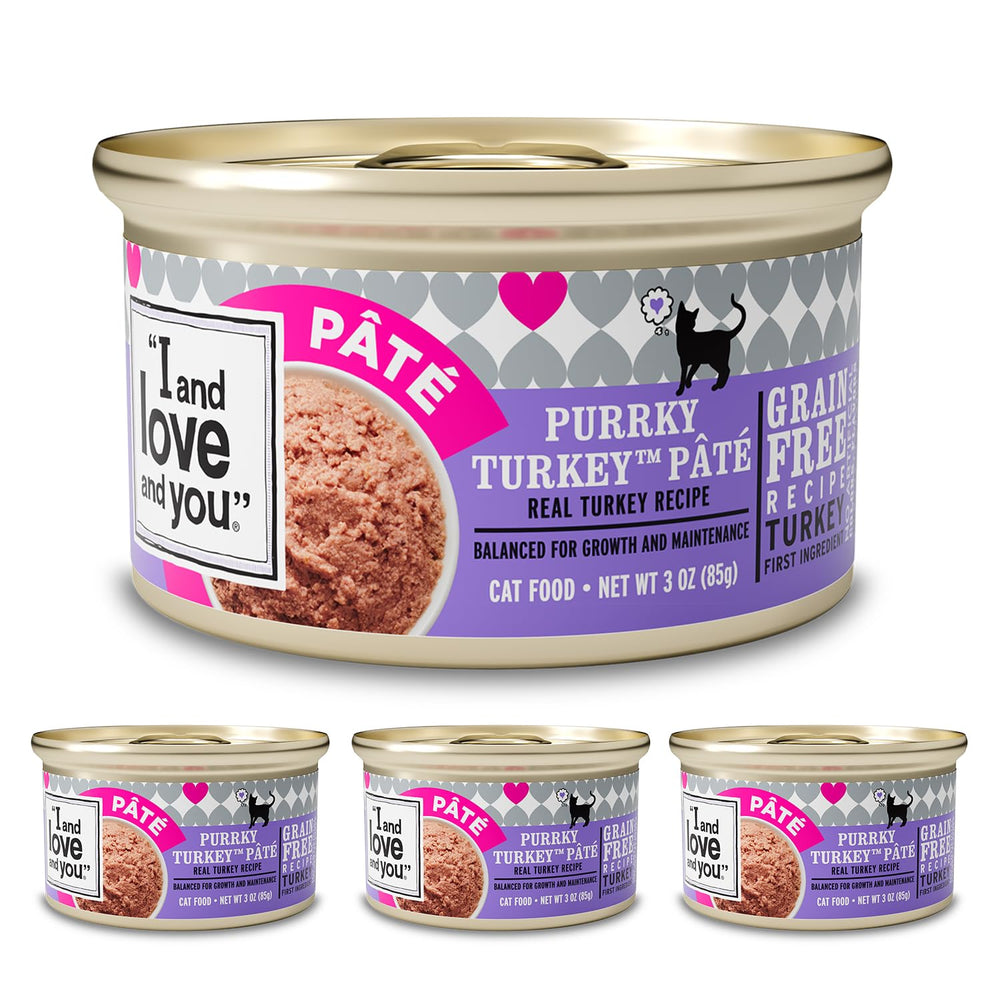 I AND LOVE AND YOU Purrky Turkey Pate pack 4 boites, nourriture humide sans cereales.