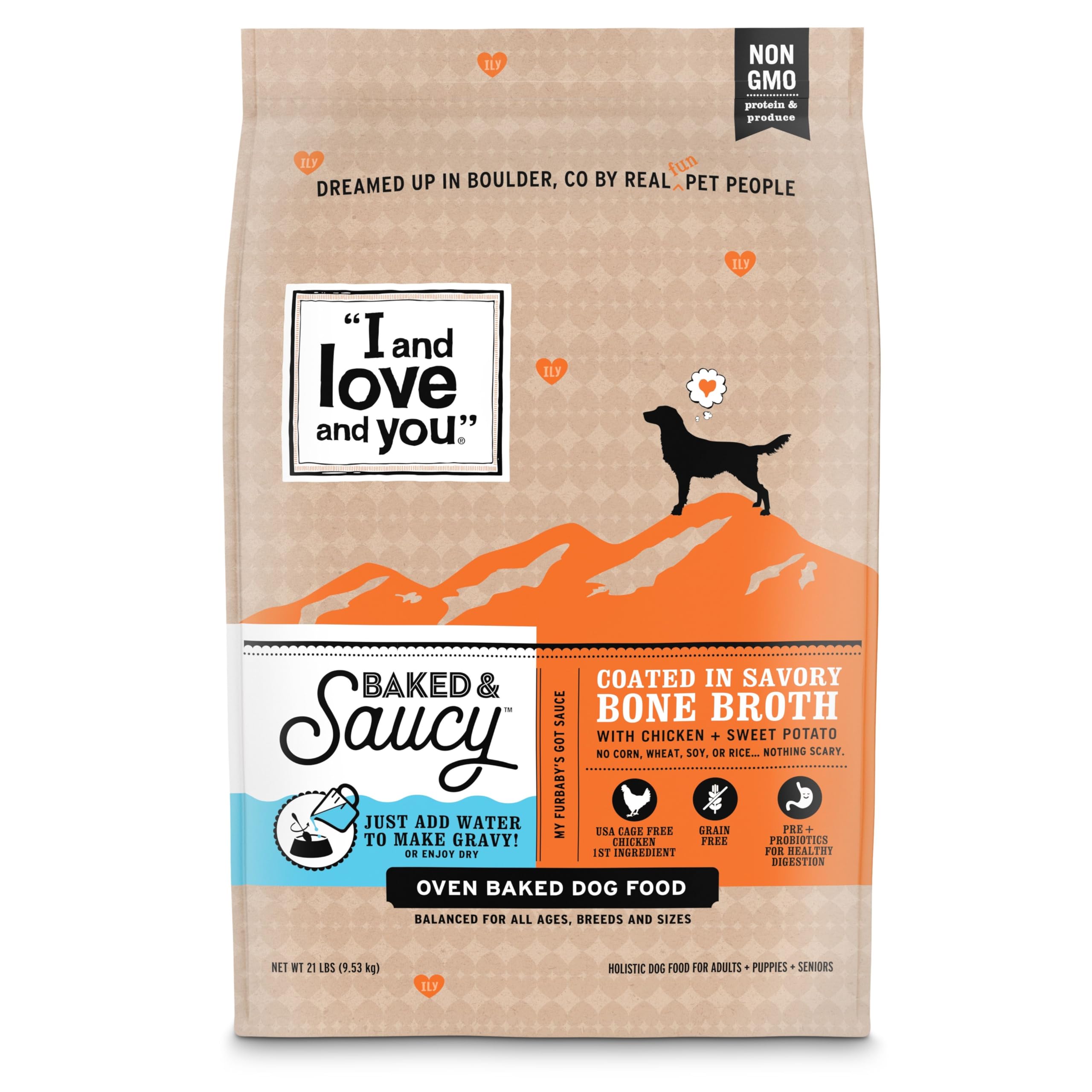 I AND LOVE AND YOU sac sec croquettes poulet patate douce, 21 lb.