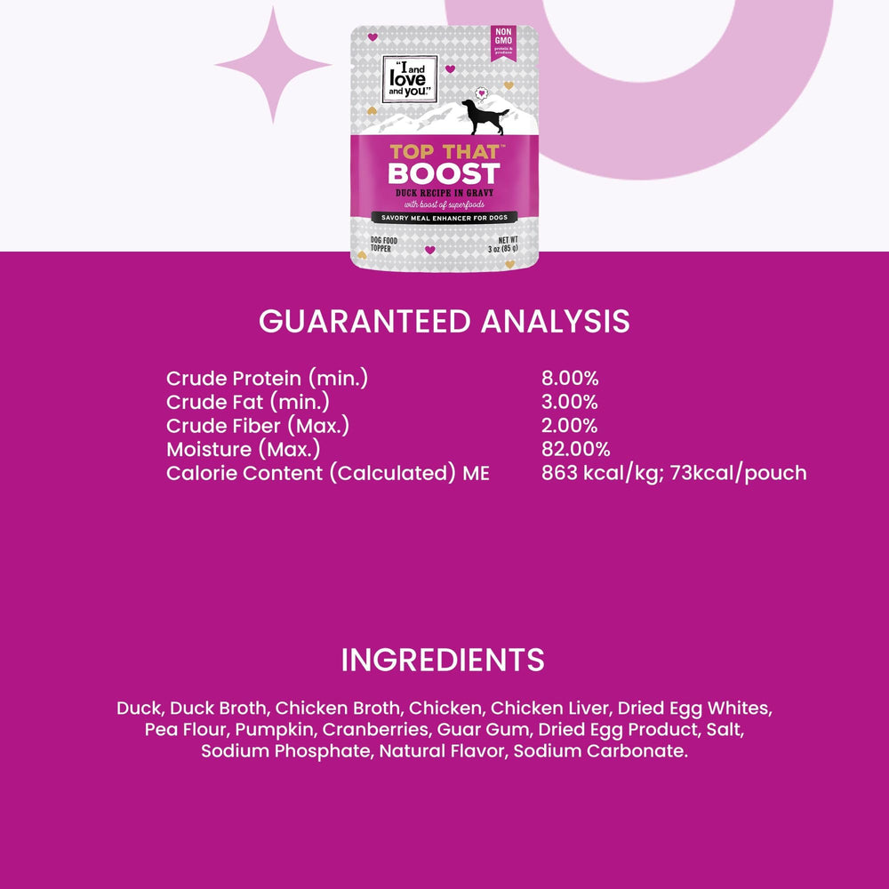 I and love and you Top That Boost: sachet hydratation supplémentaire pour chien.