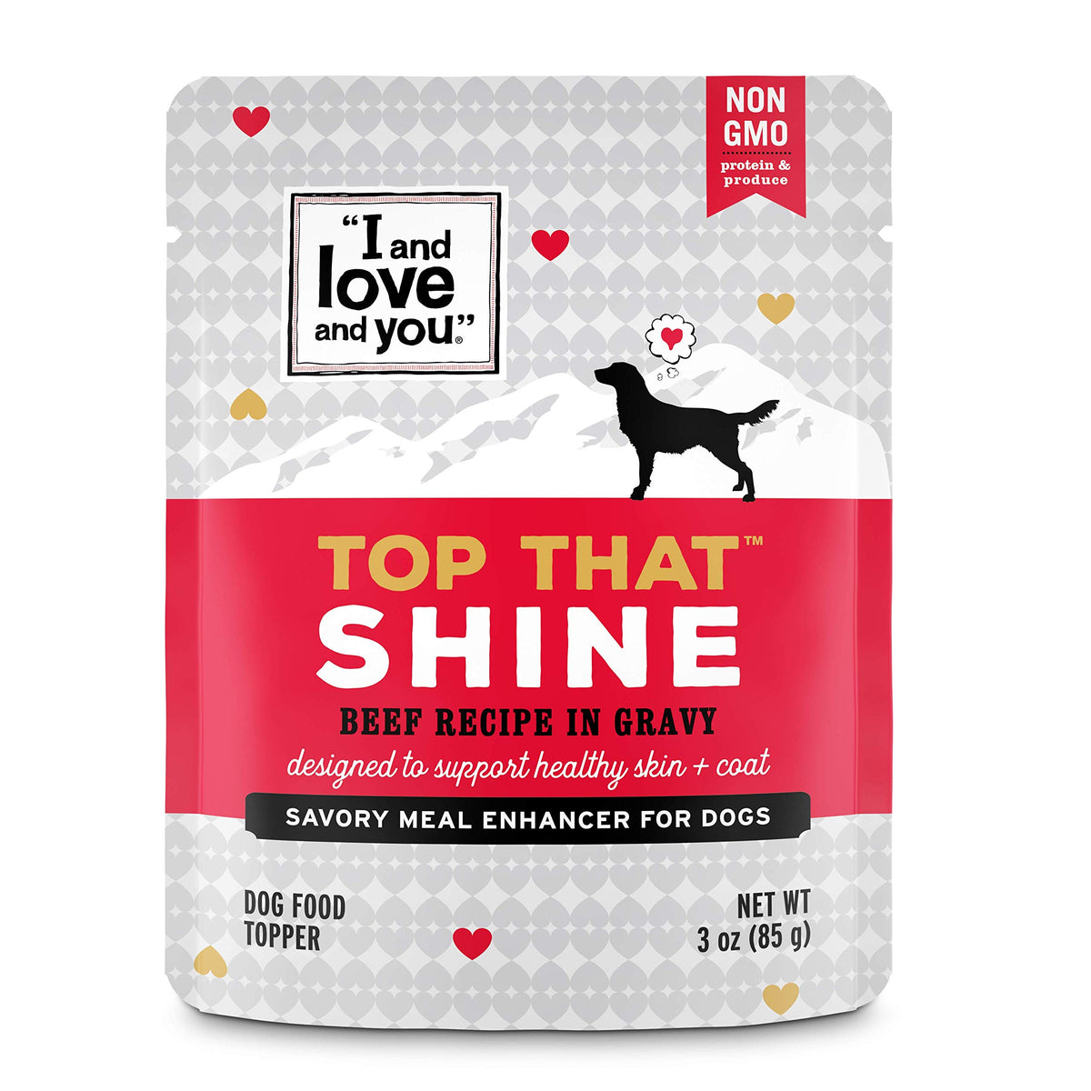I AND LOVE AND YOU Top That Shine — sachet boeuf en sauce, repas appétent.