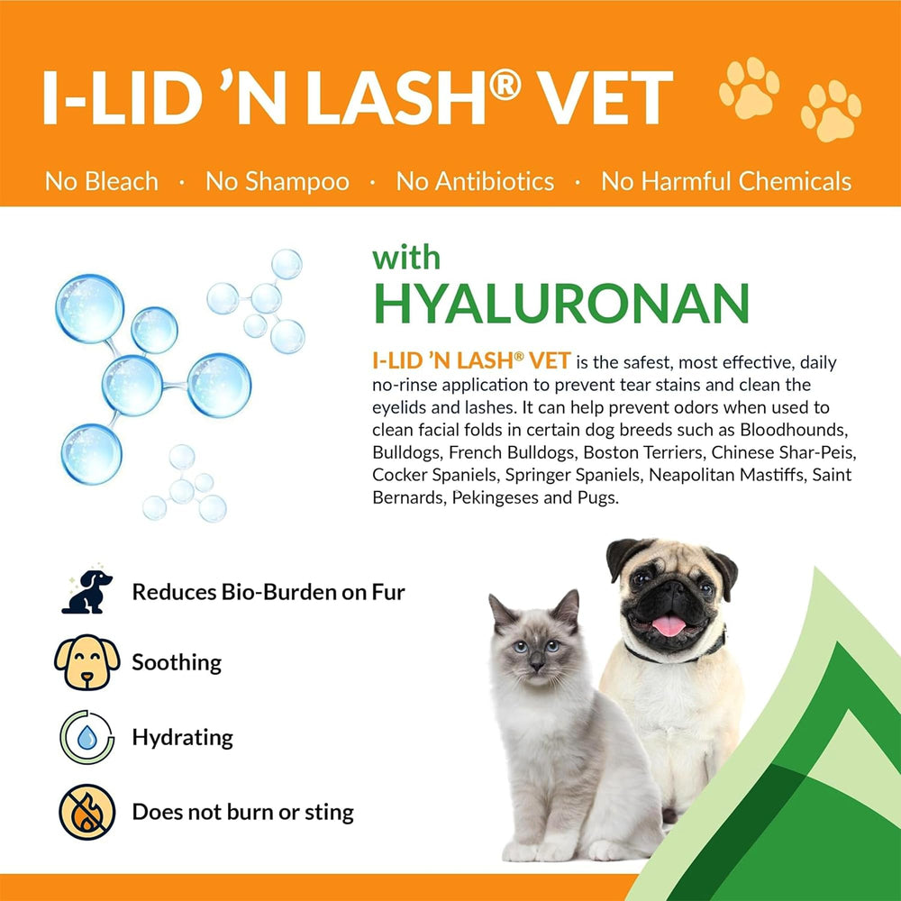 I-LID N LASH Vet lingettes yeux, hyaluronane pour hydratation légère