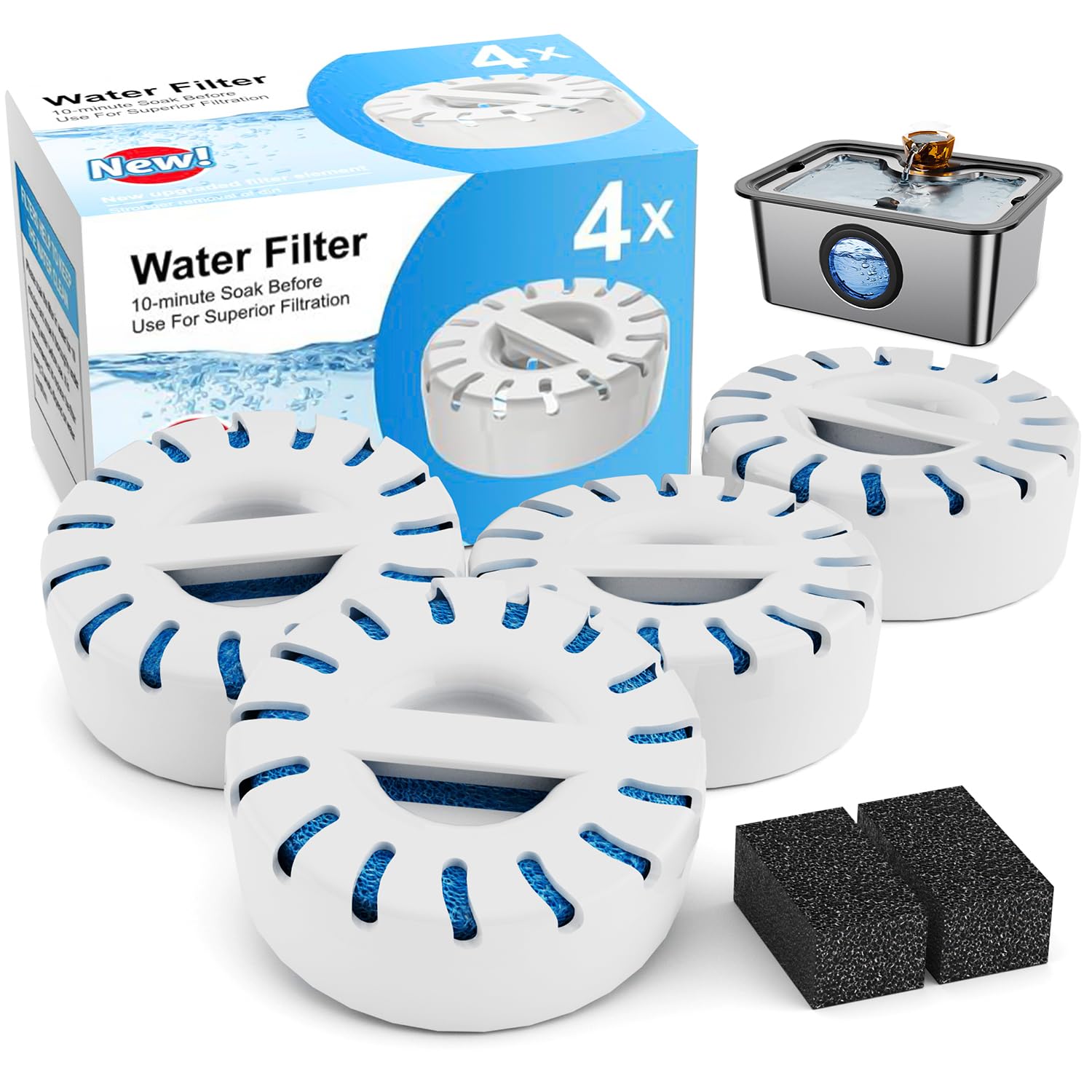 Filtre IAD pour fontaine chien grand, remplacement 4-pack améliore l'eau du quotidien.