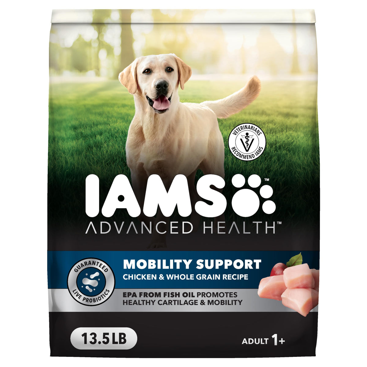 IAMS Advanced Health Mobilité: croquettes poulet et grains entiers favorisant la mobilité