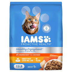 IAMS Healthy Enjoyment croquettes poulet et saumon pour chats adultes