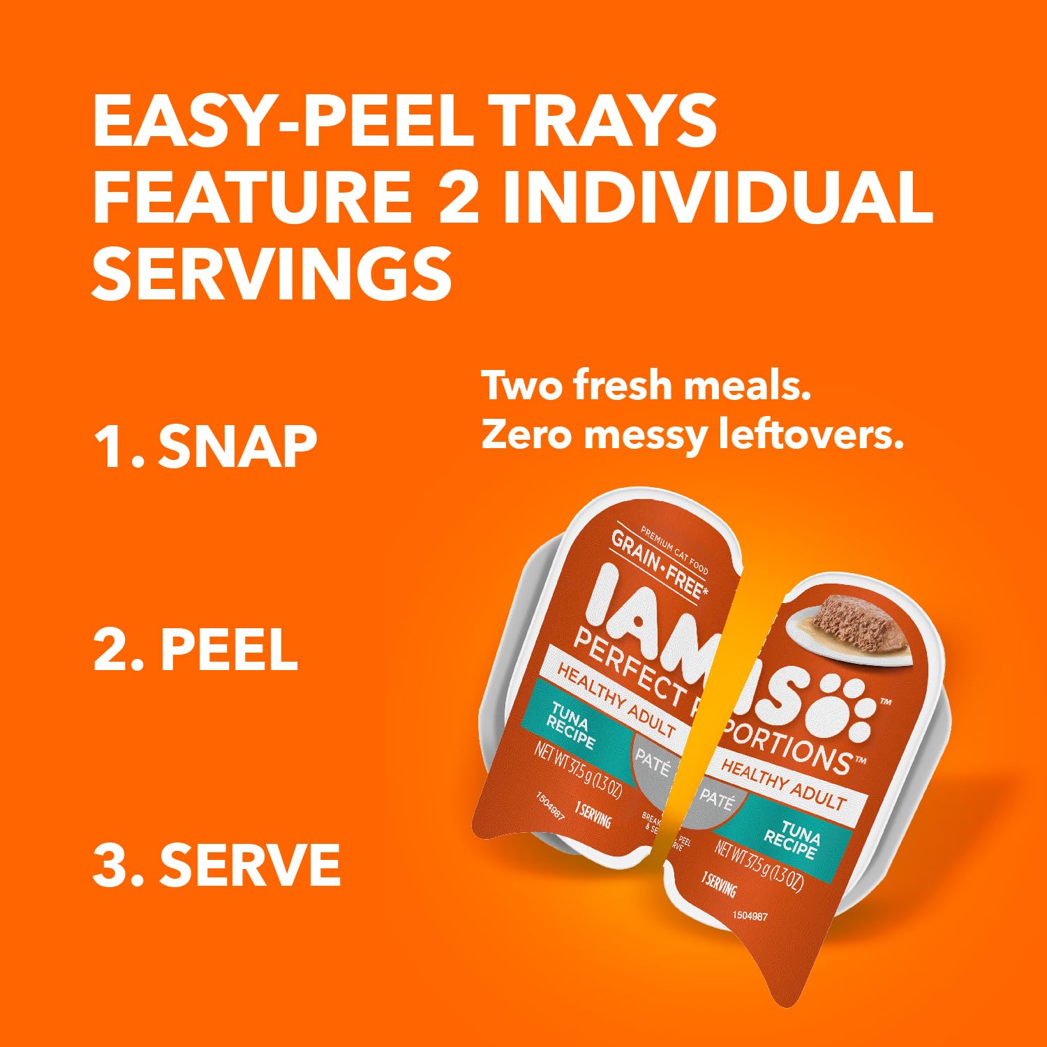 IAMS Perfect Portions fibres et prébiotiques pour digestion équilibrée.