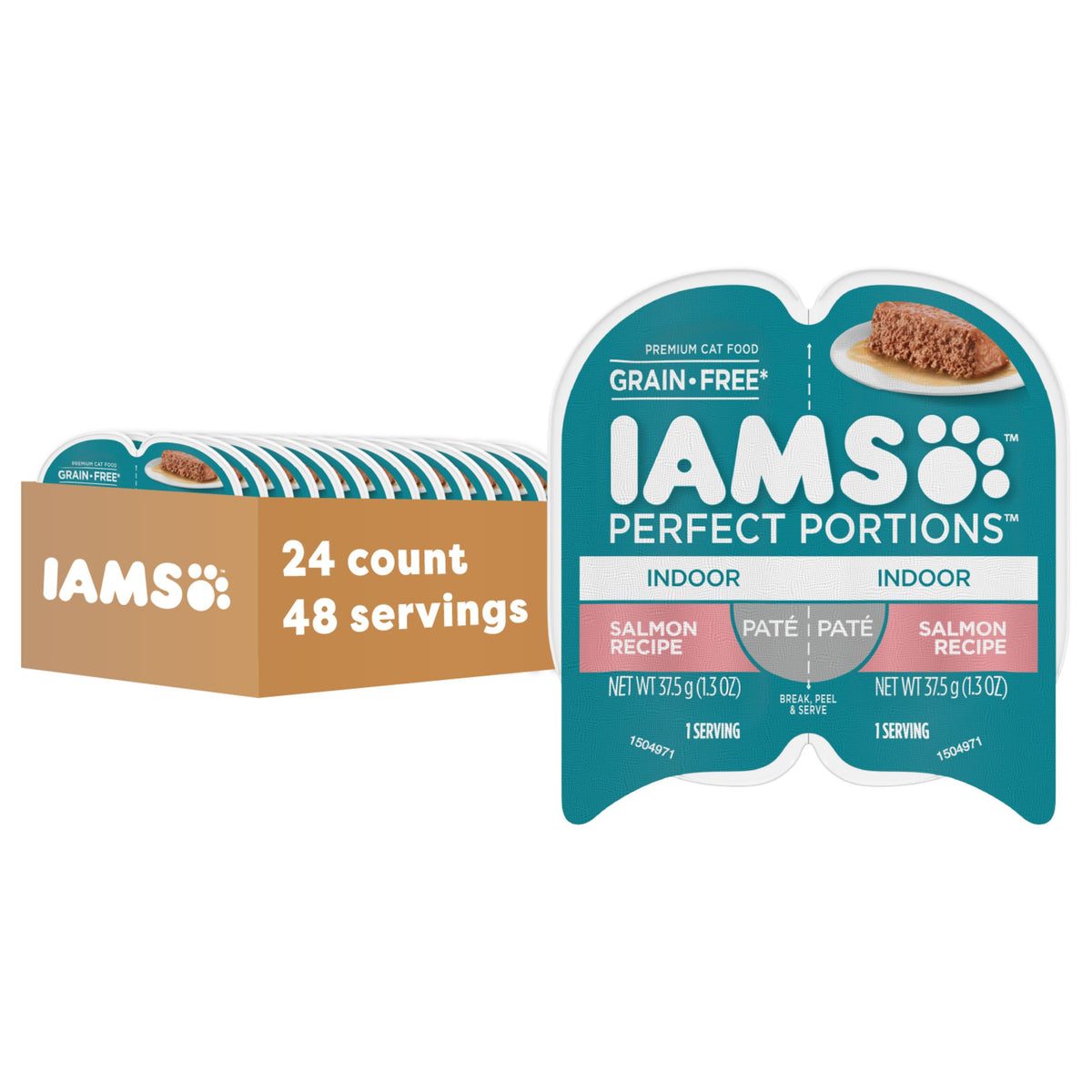 IAMS Perfect Portions Pâté Saumon, boîte ouverte, service rapide pour chat