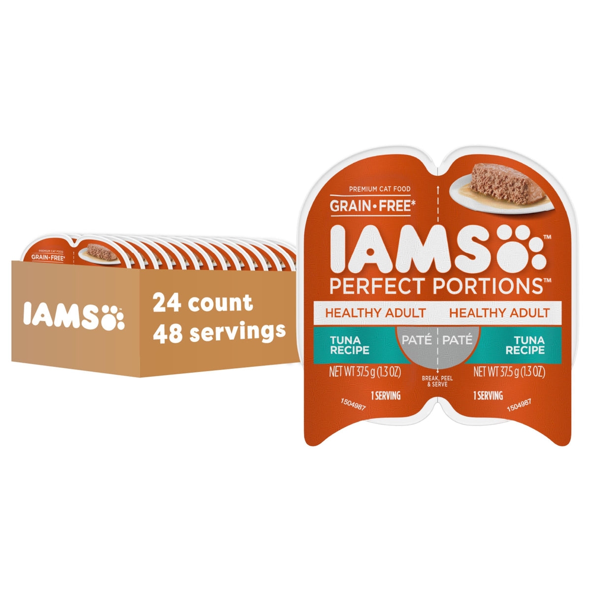 IAMS Perfect Portions portion individuelle de pâté au thon pour chat, prête à servir.