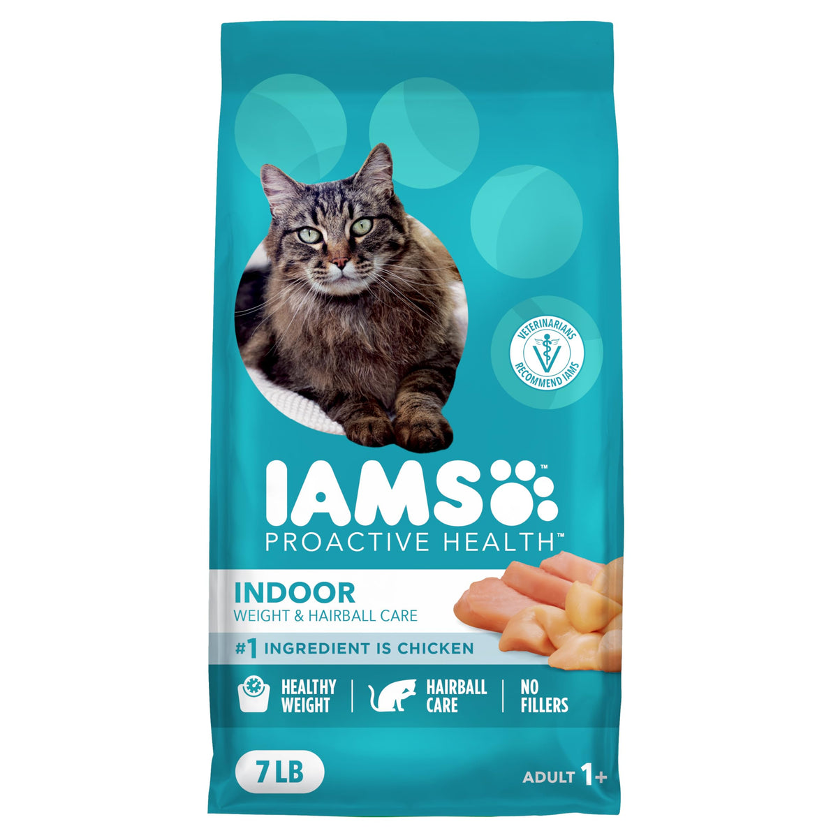 IAMS Proactive Health pour chats d’intérieur – croquettes en sachet – aide au contrôle du poids.