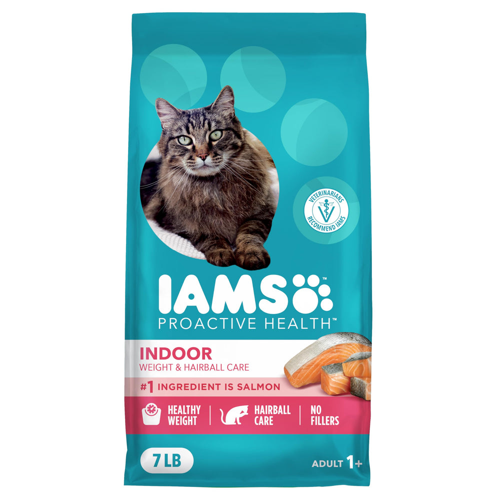 IAMS Proactive Health Indoor Saumon : croquettes riches en protéines soutiennent l'énergie.