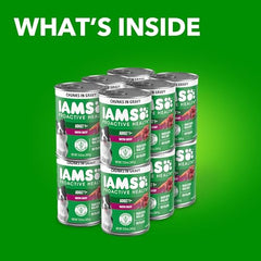 IAMS Proactive Health – morceaux boeuf réels dans gravy, texture appétissante