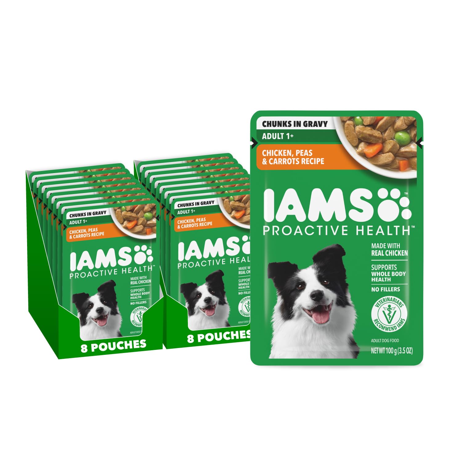 IAMS Proactive Health - poulet réel, texture humide appétissante pour chien adulte.