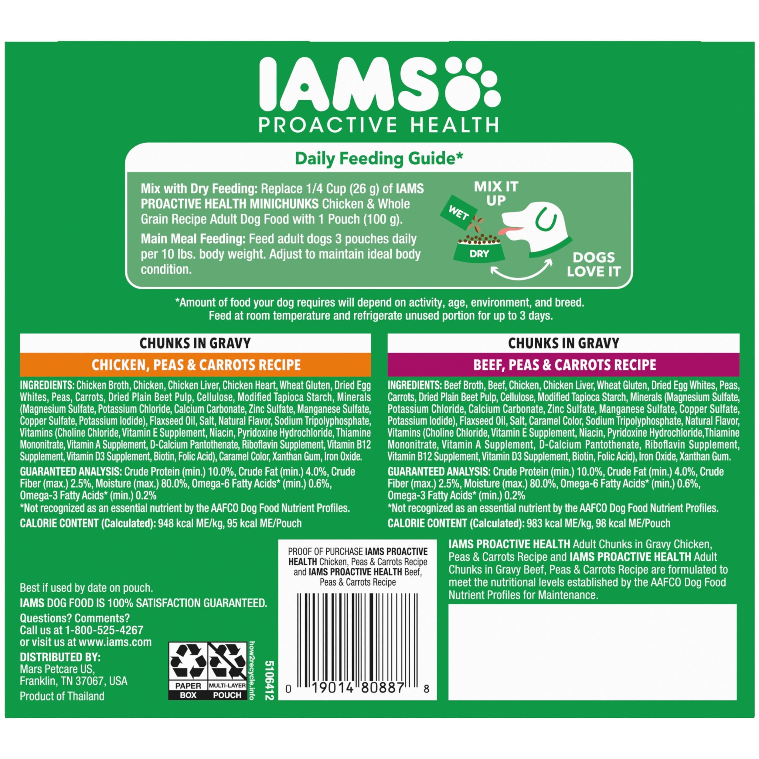 IAMS Proactive Health — variété de goûts poulet et bœuf, polyvalente pour chiens adultes.
