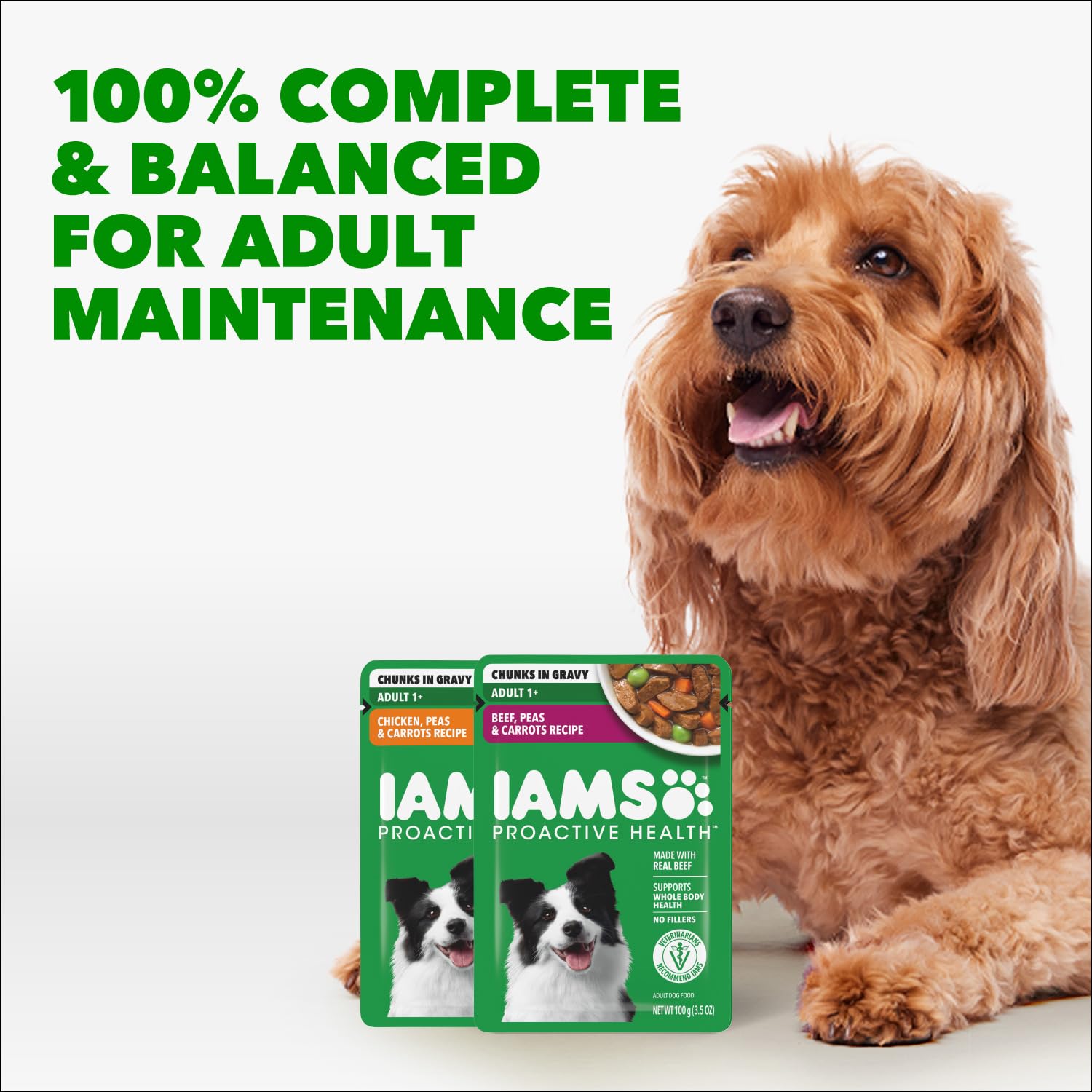 Sans additifs artificiels ni conservateurs, formule naturelle IAMS.