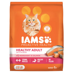 IAMS Proactive Health au saumon réel, premier ingrédient protéique pour une alimentation complète.