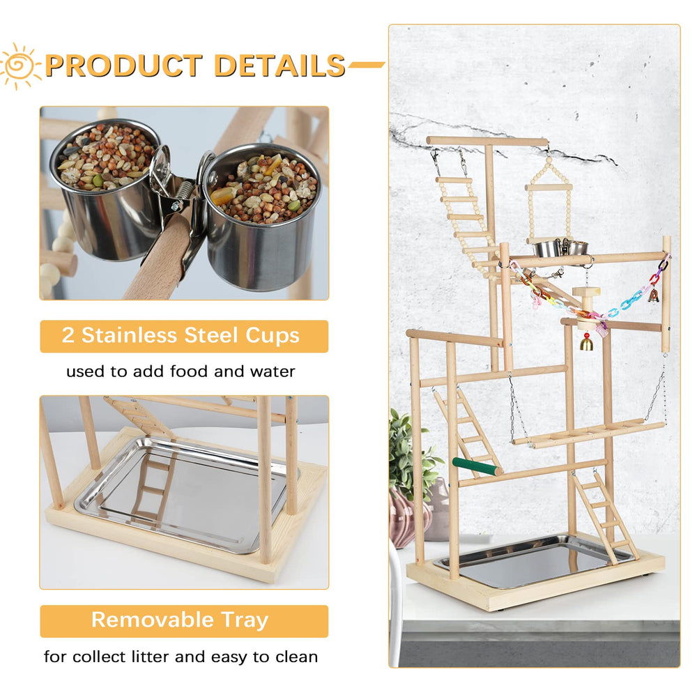 Ibnotuiy perchoir-accessoires-balles-cuves offre des jouets intégrés pour varier les stimuli.