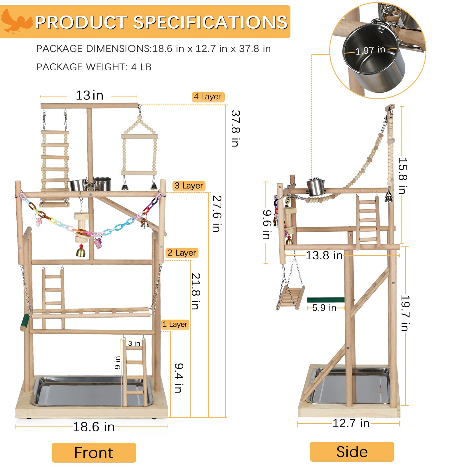 Ibnotuiy perchoir-bois-naturel offre une surface lisse et sûre pour les pattes.