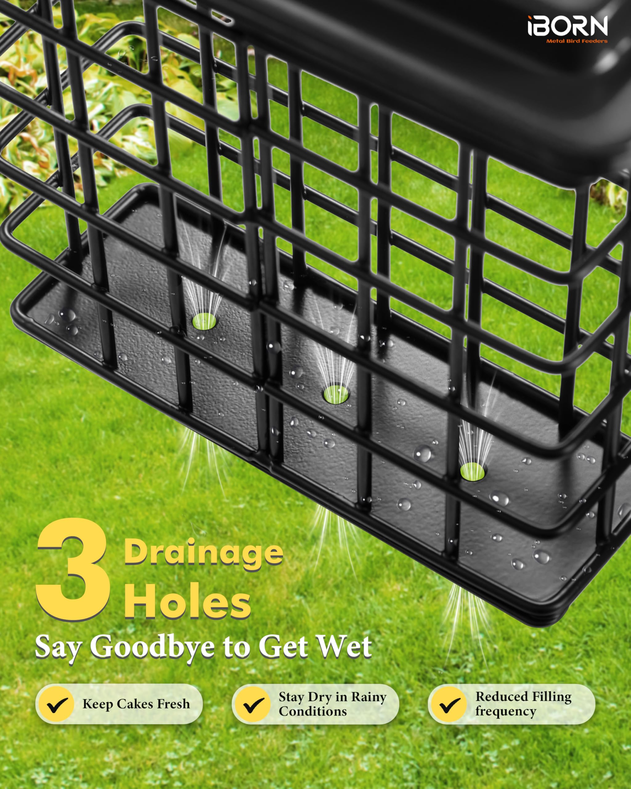 iBorn nourrisseur-suet acier noir, design durable pour l'extérieur.