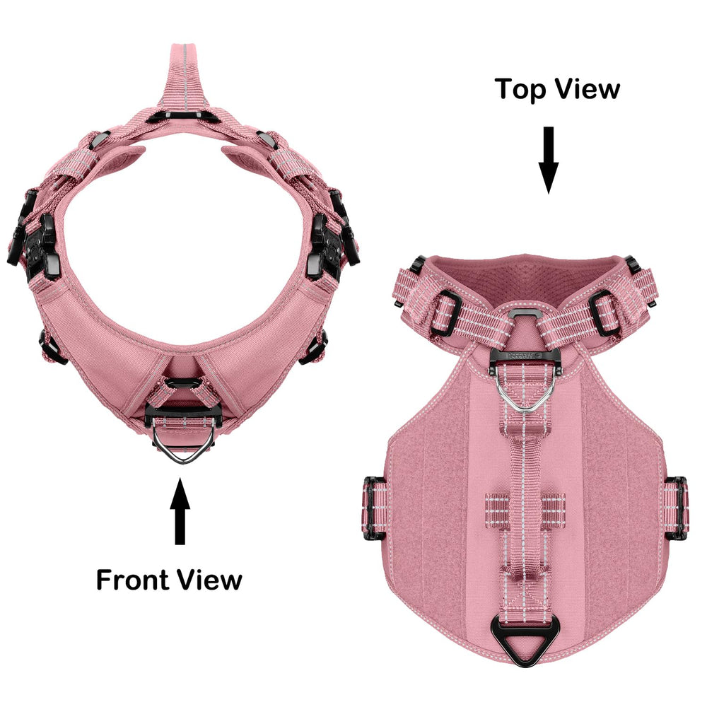 Harnais GN8 ICEFANG rose, vue arrière, ajustement stable pour petites races.