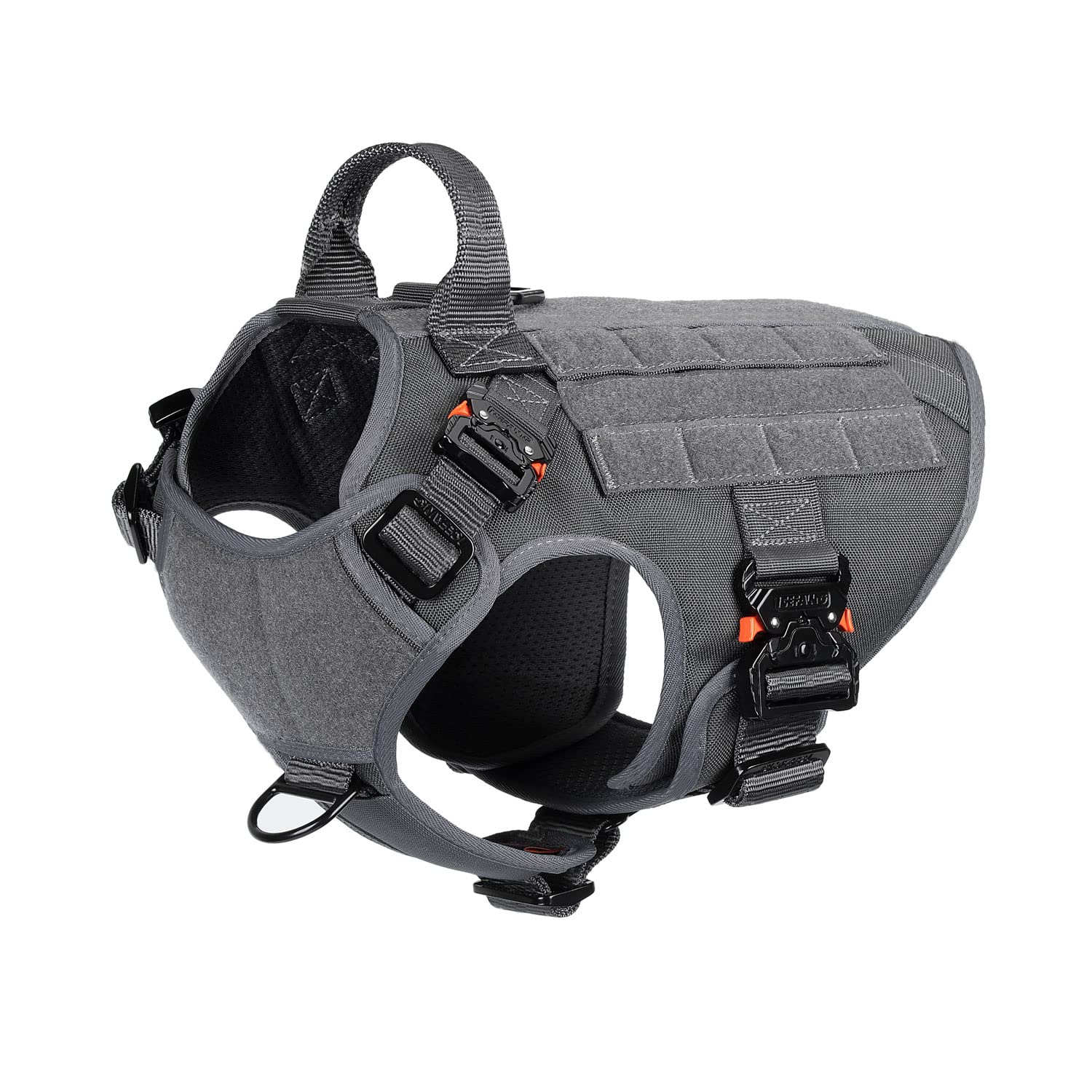 Harnais ICEFANG tactique pour chien avec quatre boucles métalliques robustes.