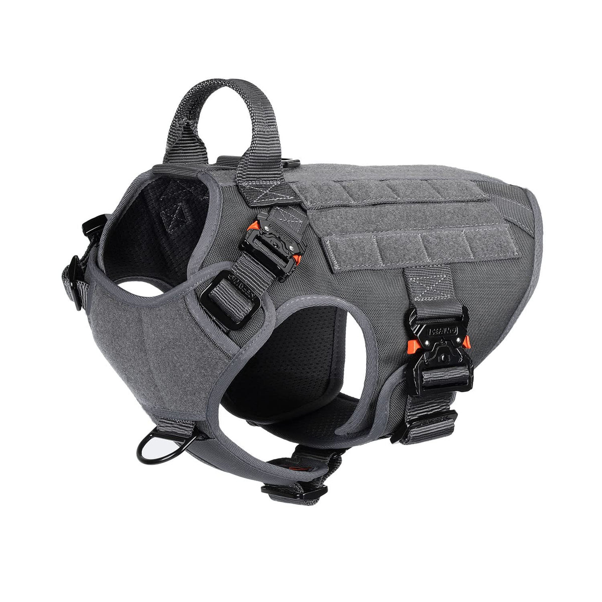 Harnais ICEFANG tactique pour chien avec quatre boucles métalliques robustes.