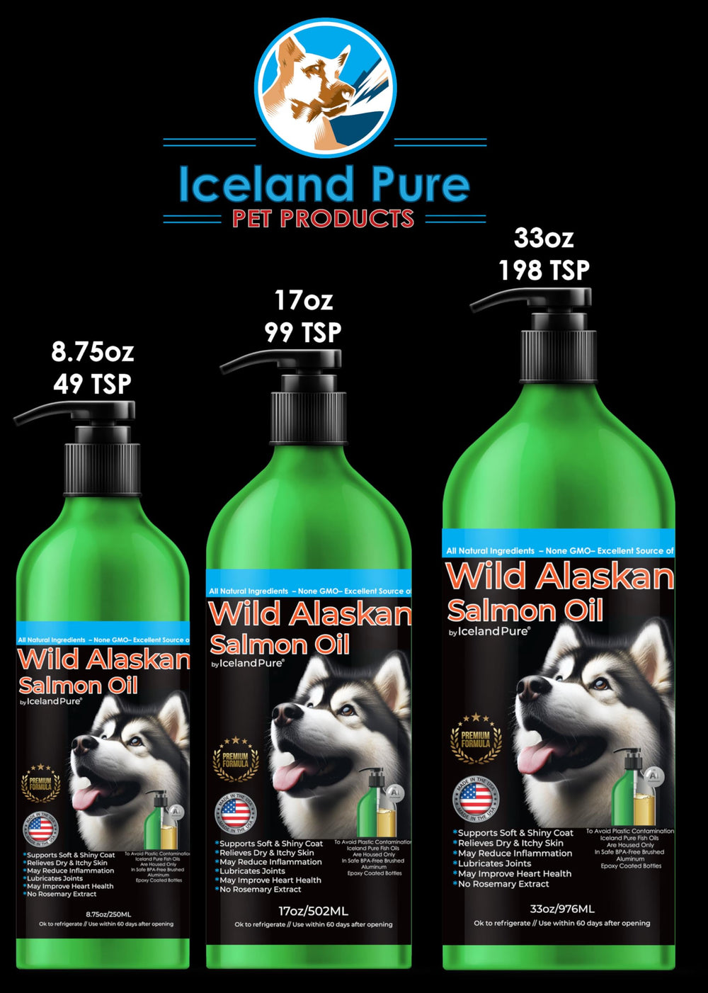 Iceland Pure huile saumon sauvage-alaska, fabrication sauvage: huile non modifiée.